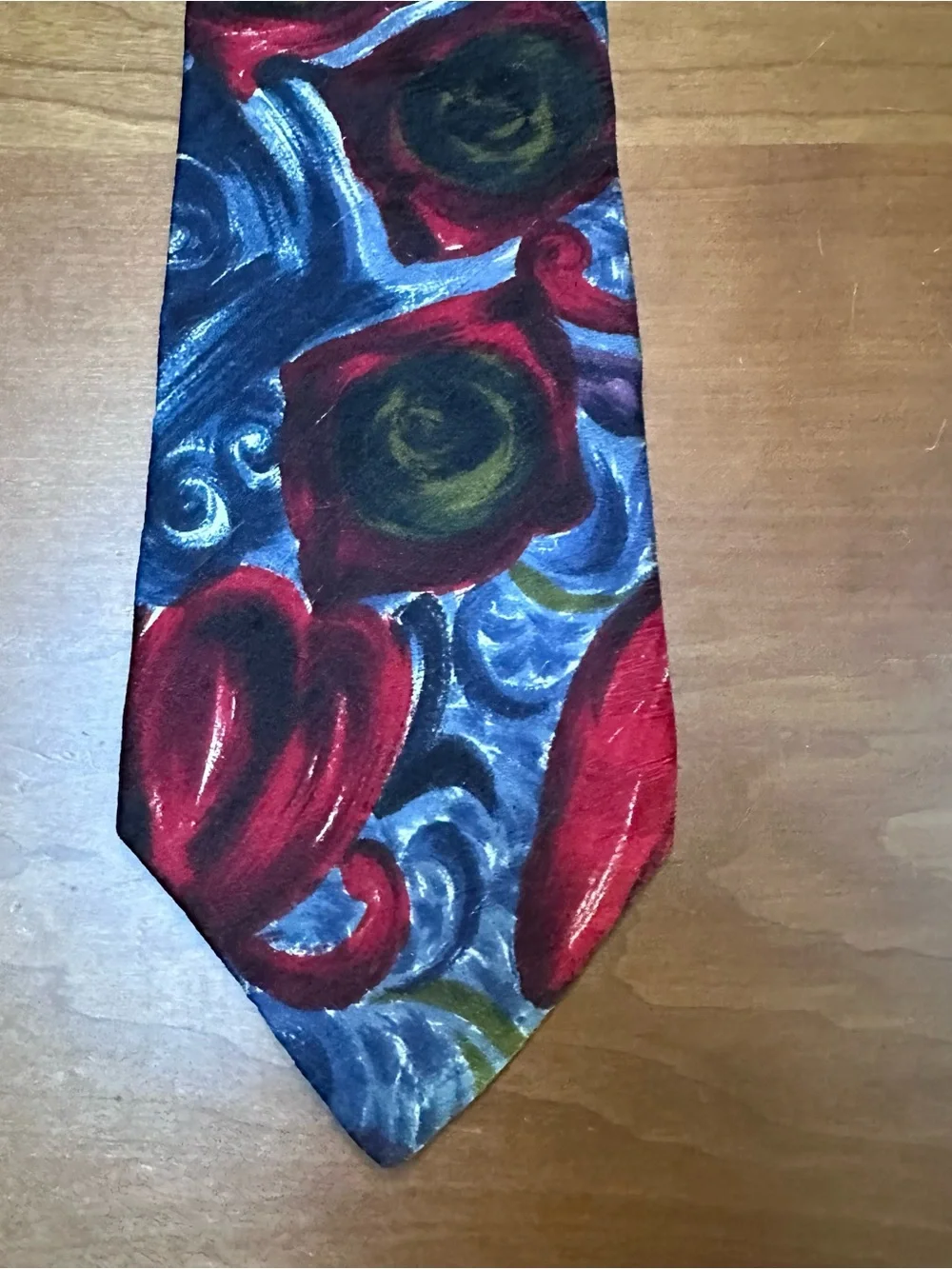 Bugatti Abstract Floral Silk Tie in Red and Blue